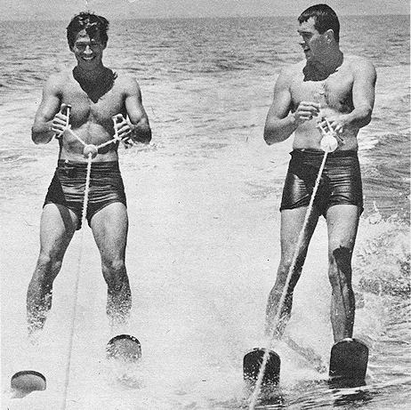 George and Rock on skis